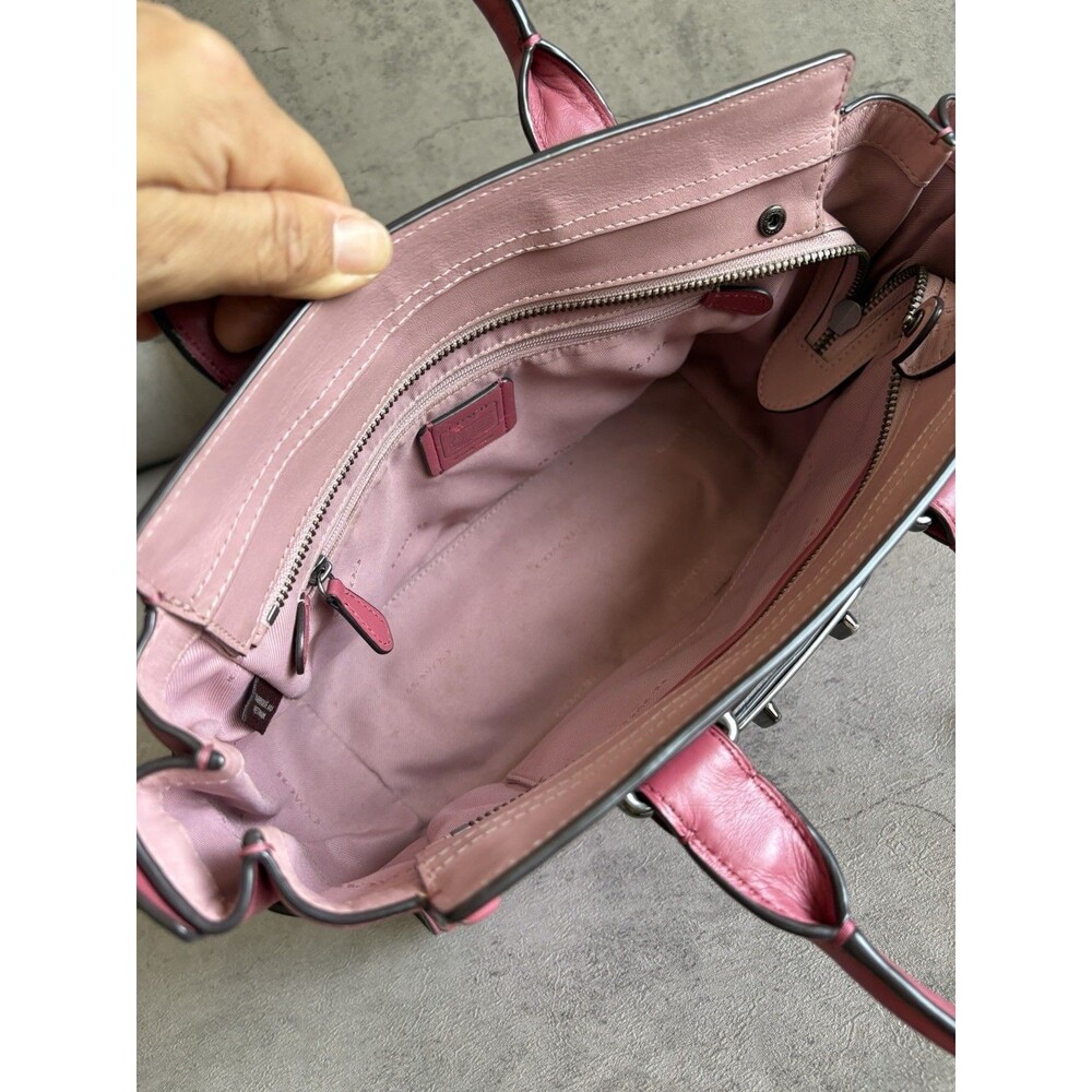 Authentic Coach Swagger 27 Pink Top Handle Leather Satchel Handbag Crossbody Bag - Picture 4 of 6
